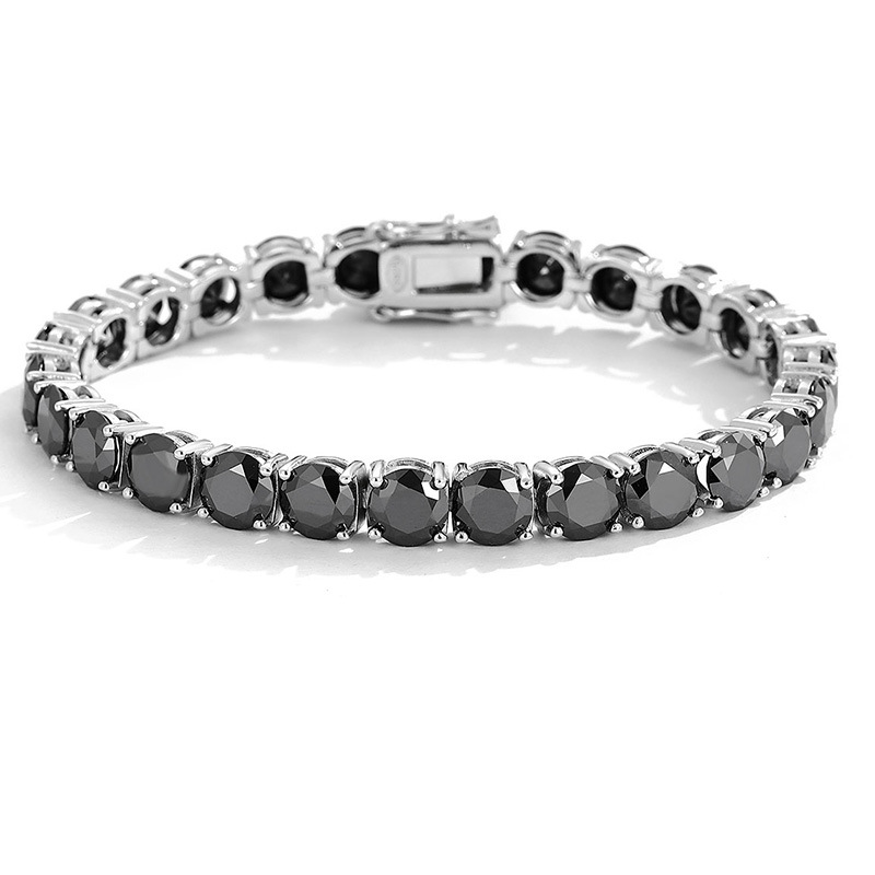 Genuine Black Diamond Moissanite Bracelet Men's Full Diamond S925 Sterling Silver Light Luxury Simple Tennis Chain Drill Pen with Certificate