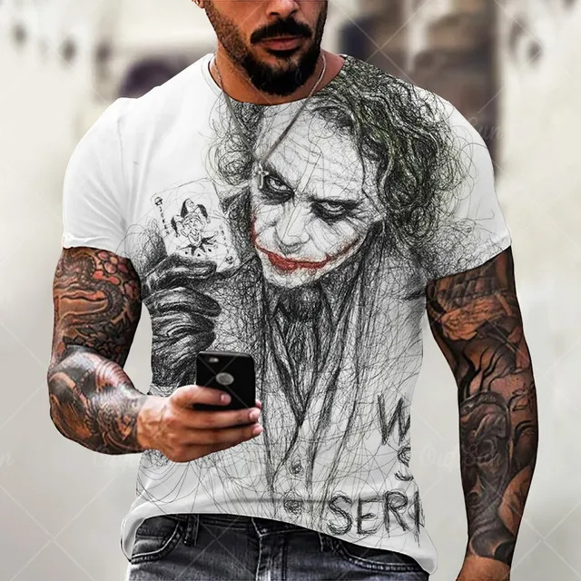 2023 evil mask DC clown pattern men's and women's T-shirt round neck short sleeve factory direct sales