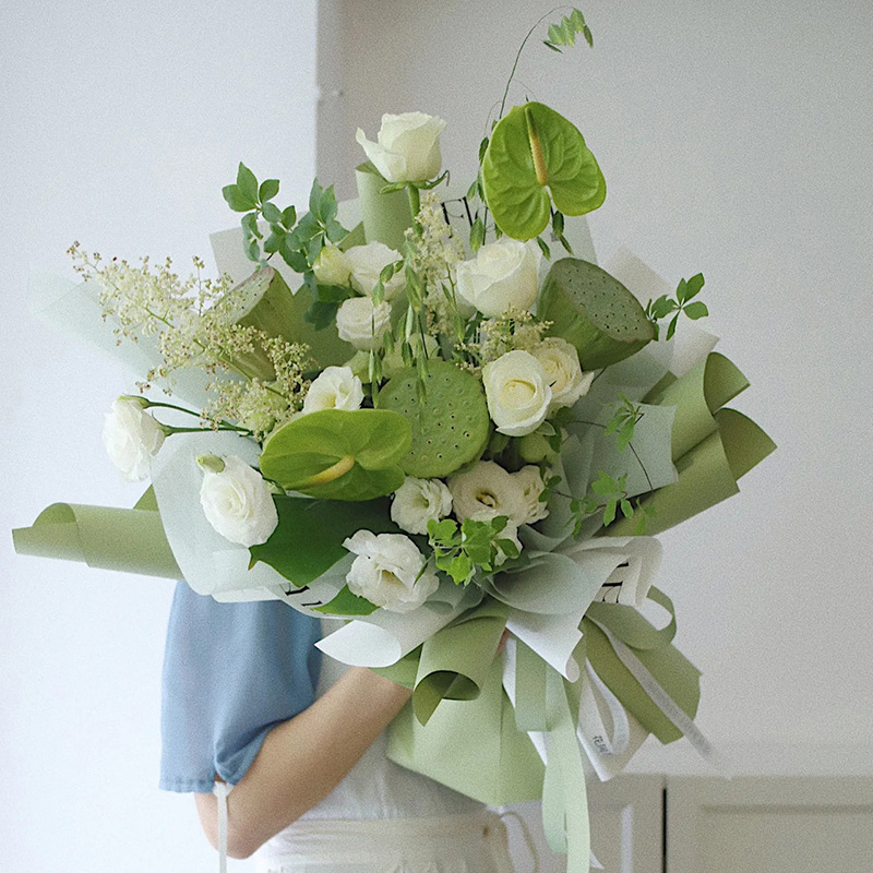 ソリッドカラーの芸術的な花の花束包装紙ロール防水引き裂き可能な生花の包装材料|undefined