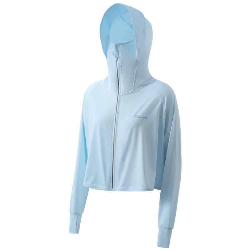 UPF50 + sun protection clothing women's sunshade breathable anti-ultraviolet thin original yarn Ice Silk sun protection clothing hooded mask