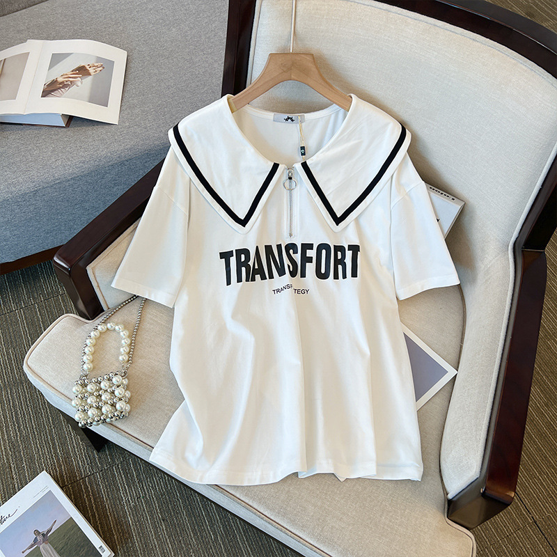 60.00 kg-175.00 kg chubby girl plus size women's clothing fat sister short sleeve casual T-shirt top women 2024 spring and summer new