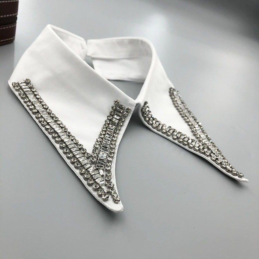 New product single collar handmade beaded glass diamond fashion Joker fashion women's clothing factory direct sales
