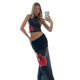 European and American Style 2023 Spring and Summer New Women's Fashion Sleeveless Printed T-shirt Slim Fit Sheath Split Skirt Set