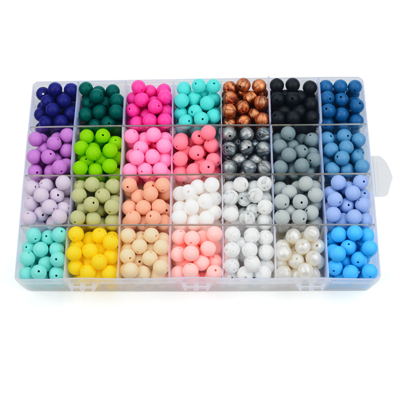 Silicone beads color round bead necklace bracelet beaded handmade diy children's jewelry accessories loose beads wholesale