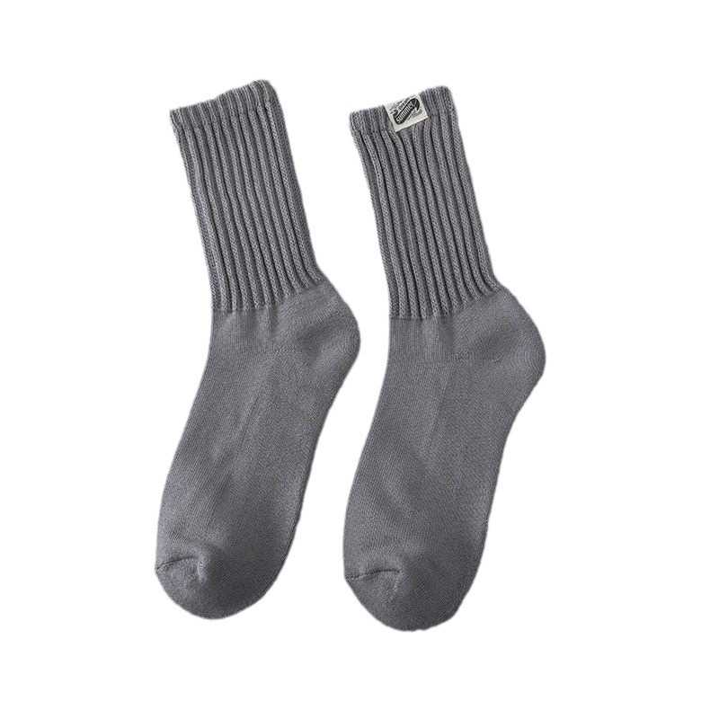 Stacked Socks Women's Middle Thick Needle Black and White Gray Middle Socks Japanese Style Vintage Stocking Trendy All-Match High Waist Internet Popular Men's Socks