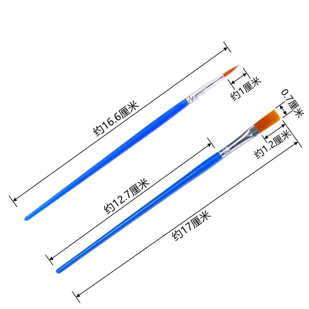 Wind hand factory direct nylon brush acrylic painting digital oil painting material plastic rod flat pen Gou line pen wholesale