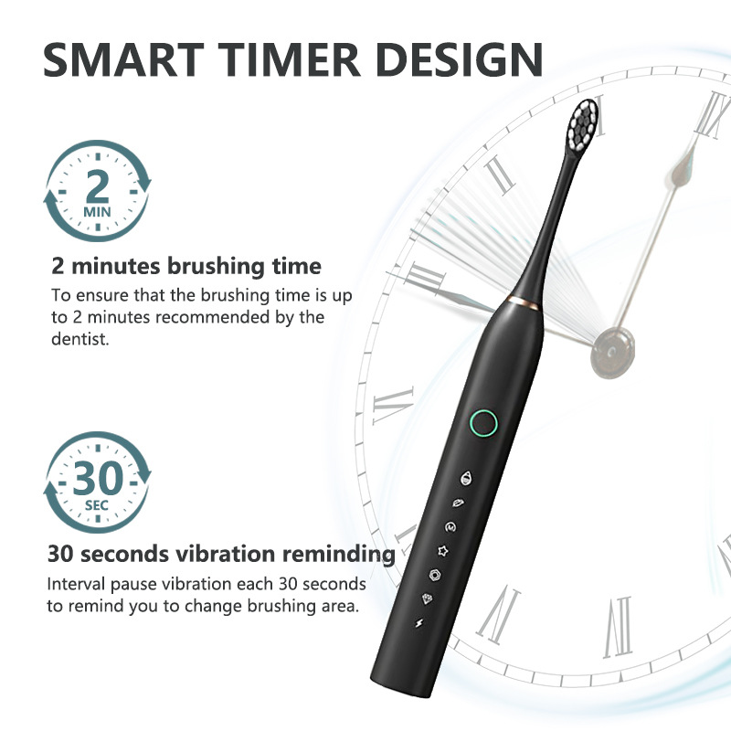6-speed 8-brush heads sonic electric toothbrush cross-border smart home-use waterproof student couple adult automatic toothbrush set