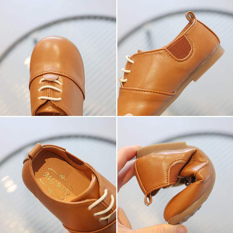2023 Spring and Autumn Children's Bean Shoes British Style Boys and Girls Leather Shoes Baby Toddler Shoes European and American Casual Shoes