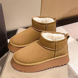 Women's thick-soled outer wear short foreign trade snow boots 2023 Winter new all-matching fleece-lined thick non-slip warm cotton-padded shoes