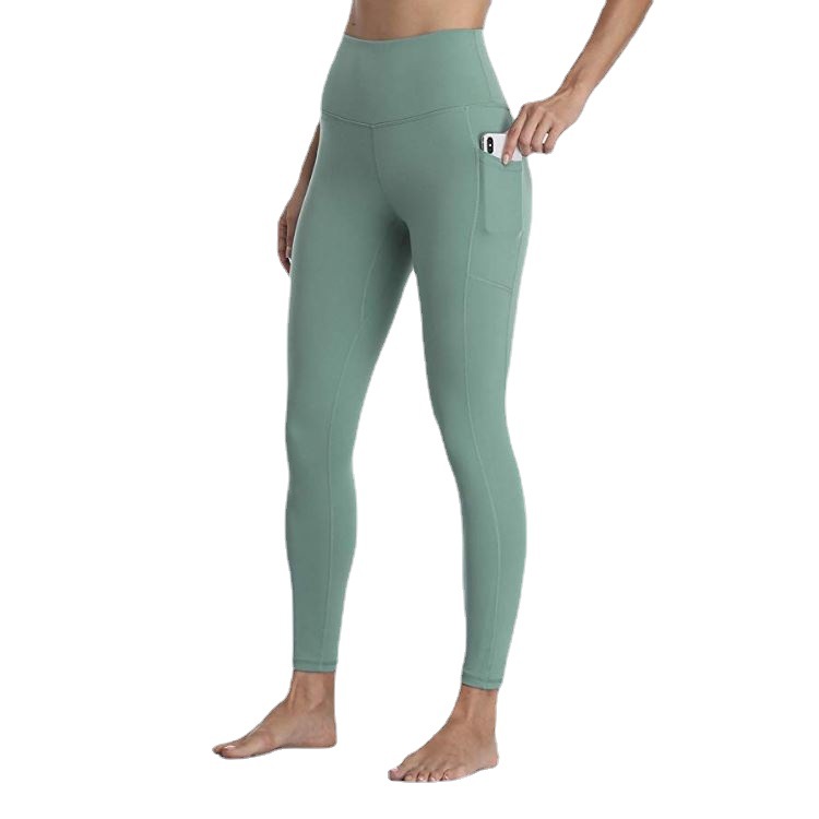 High Waist Belly Pocket Tight Hip High Stretch Belly Peach Women's Leggings Printed Stretch T2020-1