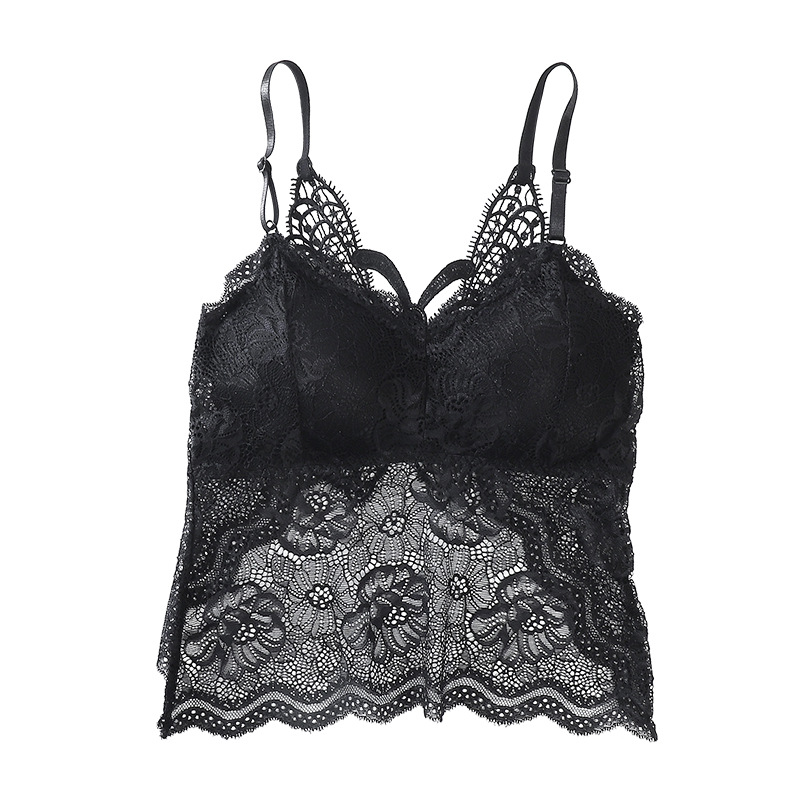 New 909 Butterfly Beautiful Back Lace Sexy Camisole Vest No Steel Ring Tube Top Chest Wrapped Underwear for Women with Chest Pad