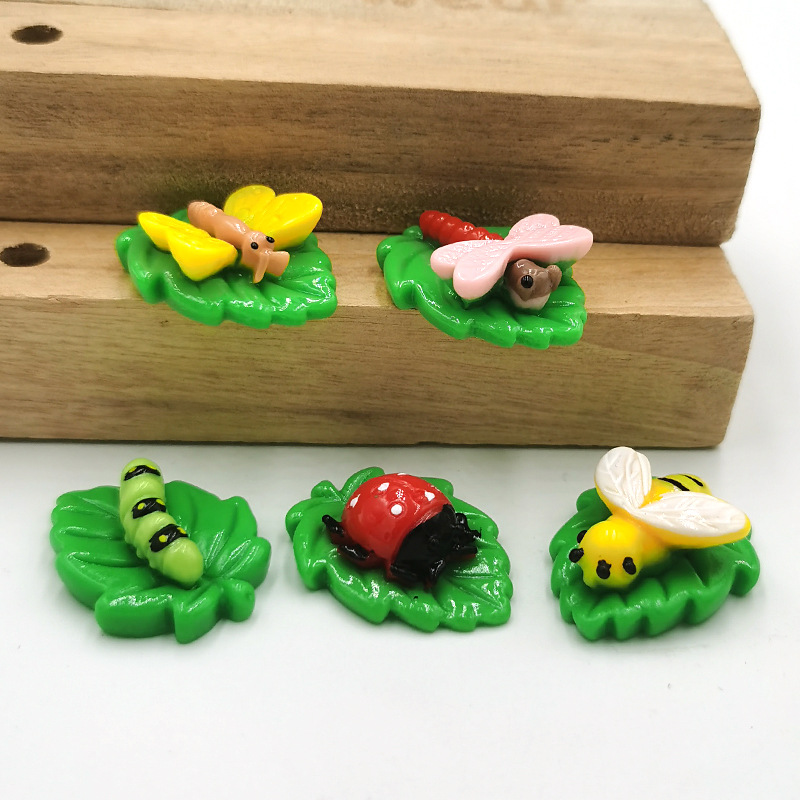 Leaf Animal Micro Landscape Ornaments Cartoon Three-Dimensional Small Animal Doll Mobile Phone Case Refrigerator Sticker Handmade DIY Accessories