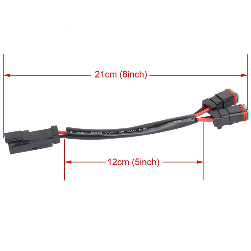 Factory wholesale waterproof DT male turnkey one-two Y-shaped output conversion line LED work light harness DT conversion line