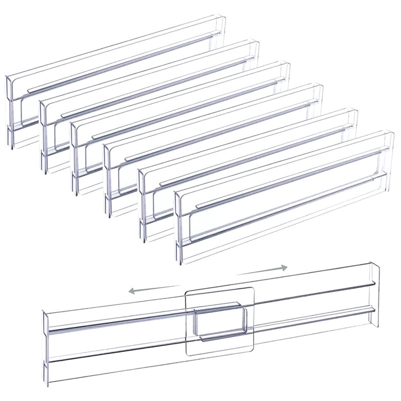透明な調節可能な引き出しディバイダーセット 6 拡張可能なキッチン収納オーガナイザーセパレーターコンパートメントディバイダー|undefined