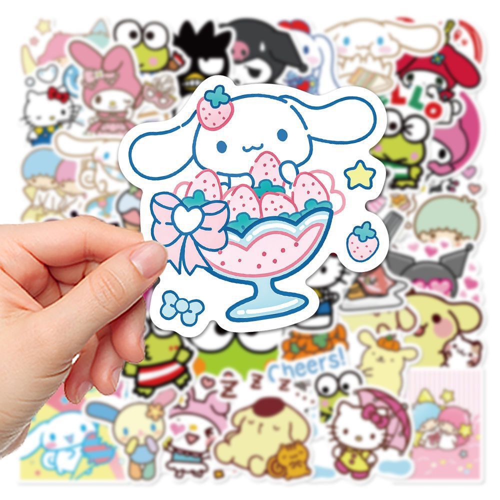 100 Sanrio Mixed Stickers Kulomi Yugui Dog melody TK Cartoon Hand Account Decorative Stickers Wholesale