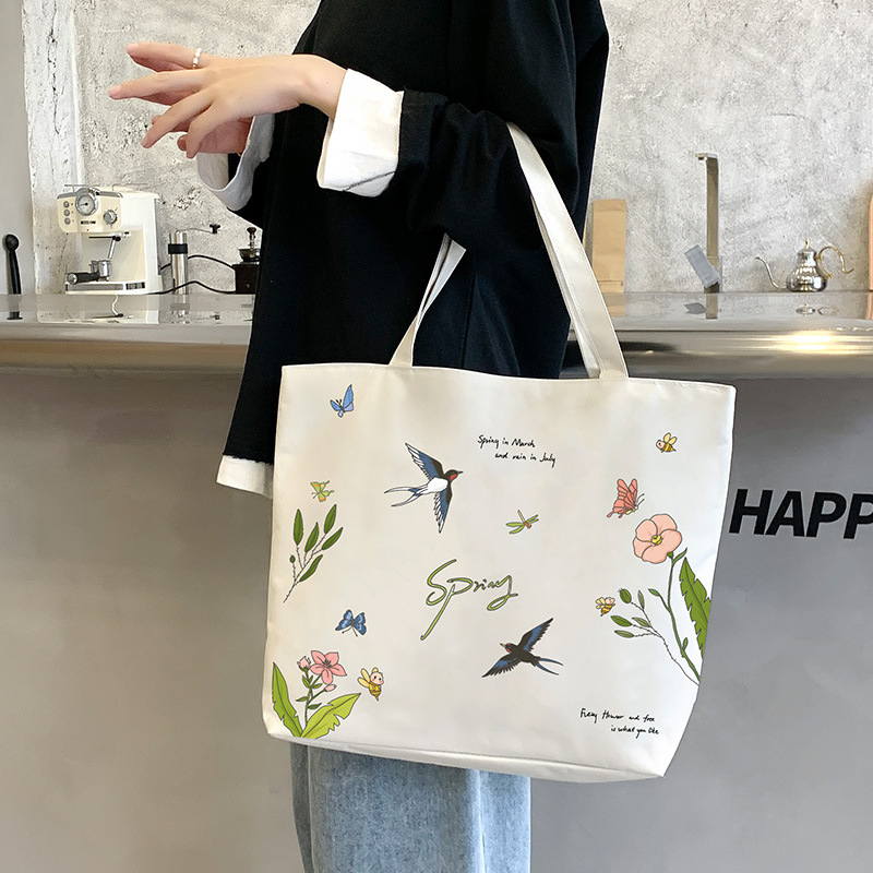 Canvas bag women's 2024 new shoulder bag handbag Korean casual wholesale large capacity shopping bag a generation of hair