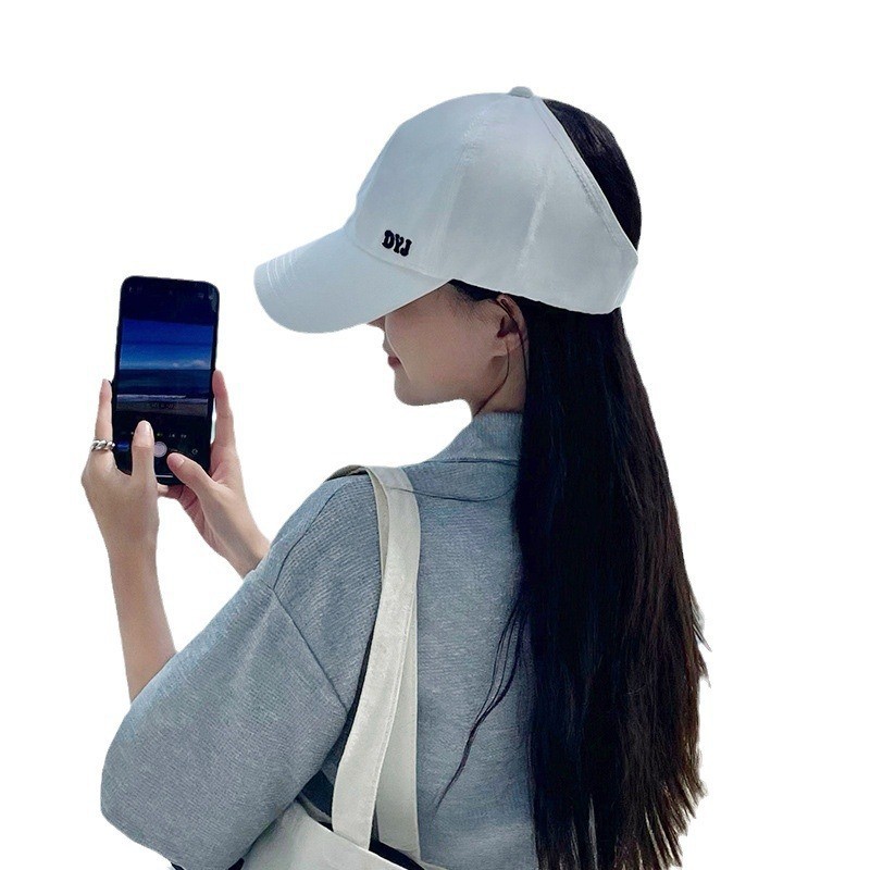 Summer sun hat for women 2024 new fashion commuter empty top sun hat can tie balls foldable peaked cap