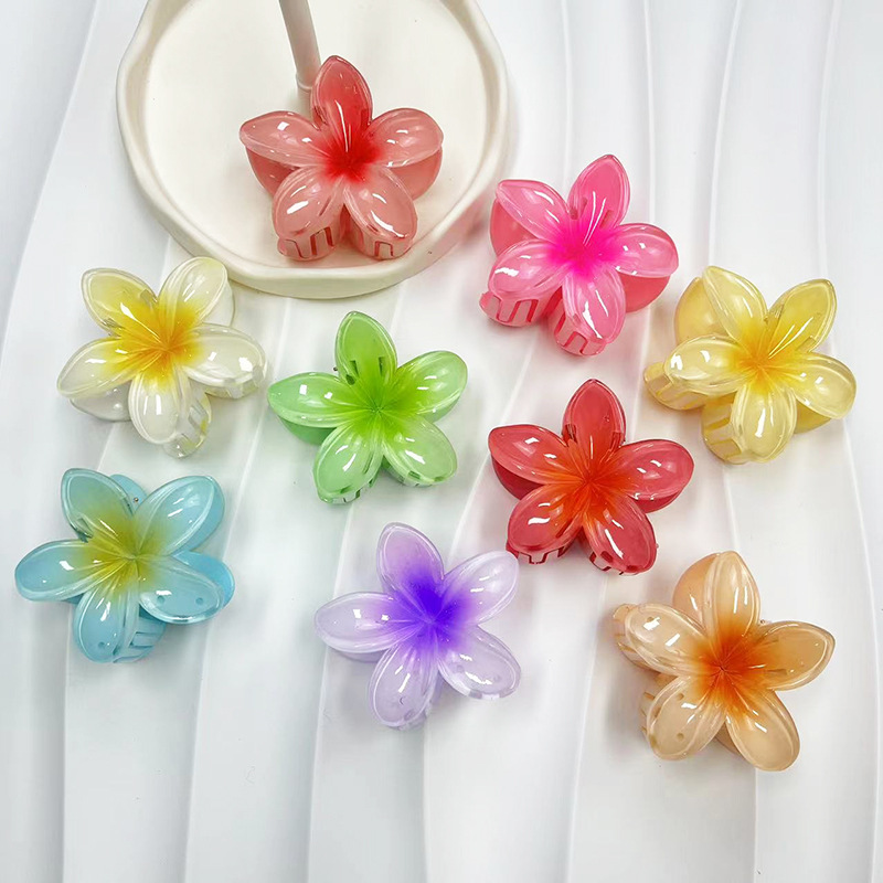 Cross-border egg flower gripper gradient candy color Flower Fashion holiday hot sale back head updo shark clip hair accessories_voghion.com