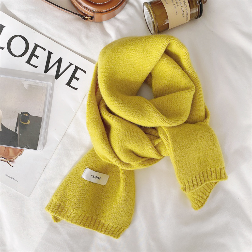 Women's scarf 2024 New Korean style winter ins style solid color knitted warm all-matching student winter small scarf men