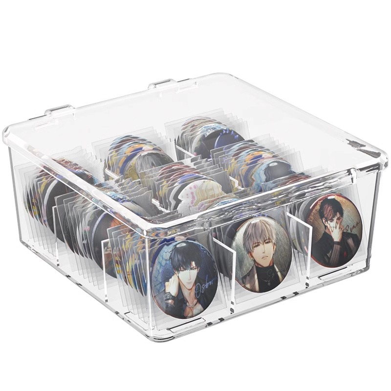 Bar storage box desktop with lid stand display anime peripheral badge acrylic transparent millet storage rack