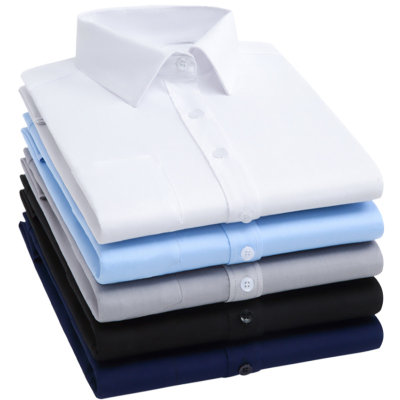 White shirt men's long sleeve spring summer autumn white shirt base professional work Business black formal overalls