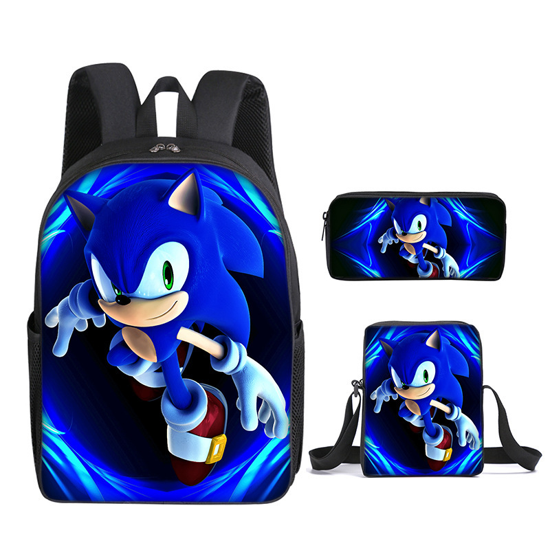 Трансграничная горячая Распродажа SONIC Ученик начальной школы Школьный рюкзак из трех предметов Аниме Мультфильм Рюкзак Сумка-карандаш