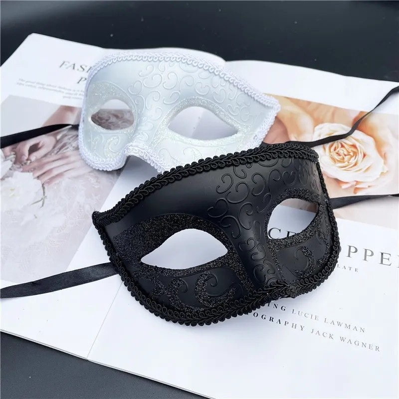 Halloween mask half face men's black handsome mask masquerade adult party lace sexy mask female