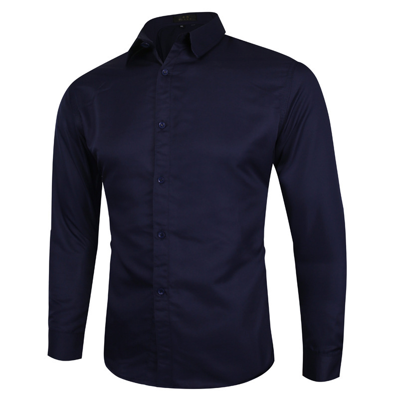 2023 foreign trade clothes fashion solid color large size men's long sleeve shirt Four Seasons business casual shirt eBay wholesale
