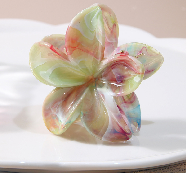 Marble Crown Cross-border Flower Clip Fashion Two-color European and American Petal Shark Clip_voghion.com
