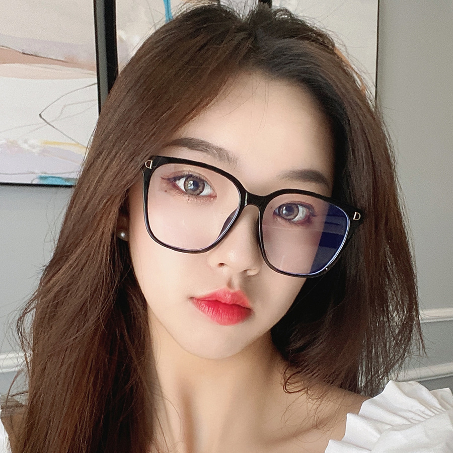 Fashion large frame retro anti-blue light flat mirror modified face computer eye glasses can be equipped with myopia glasses