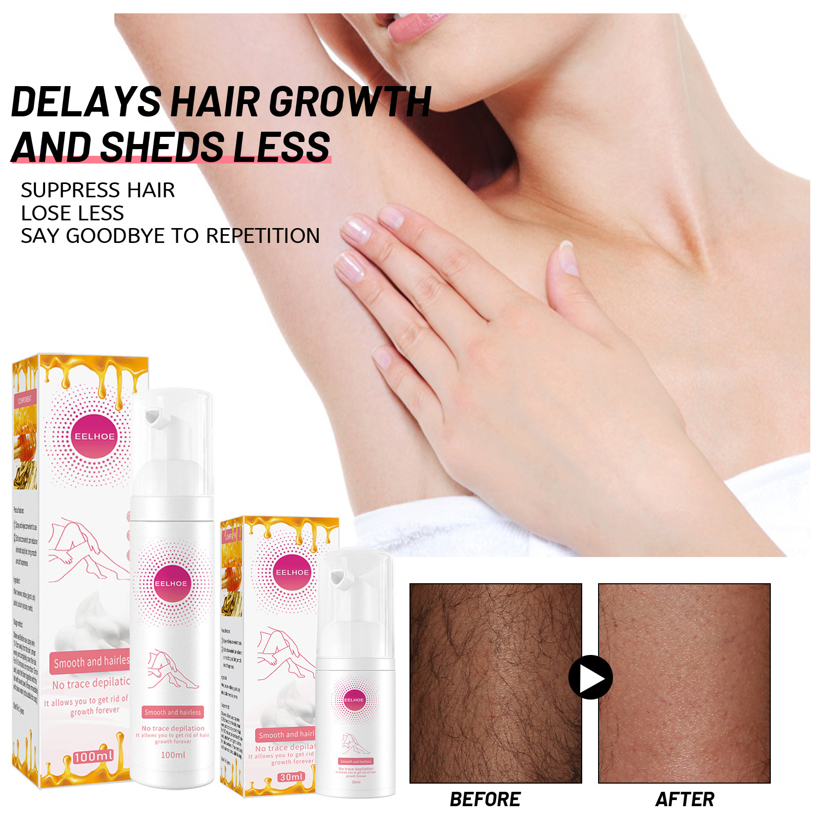 EELHOE honey mousse hair removal spray armpit hair leg hair moisturizing moisturizing foam mild skin-friendly non-irritating