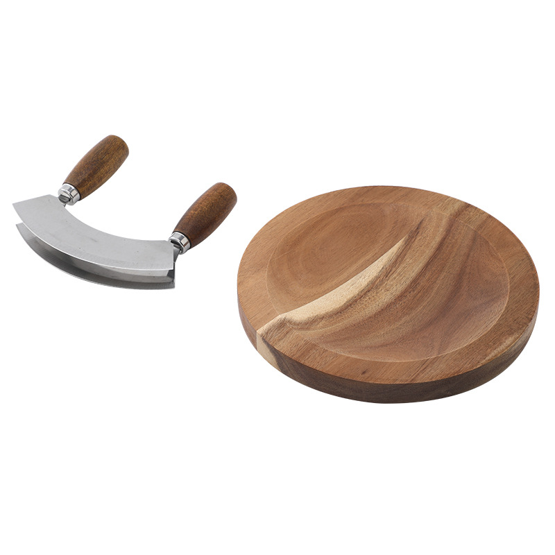 Acacia Wood onion cutting board set onion stainless steel double-sided cutter set cut vanilla onion cheese cutting board