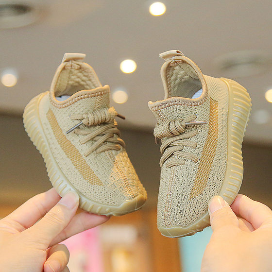 Children's coconut shoes 2024 spring boys' sneaker breathable mesh shoes flying woven girls' casual shoes soft bottom baby shoes