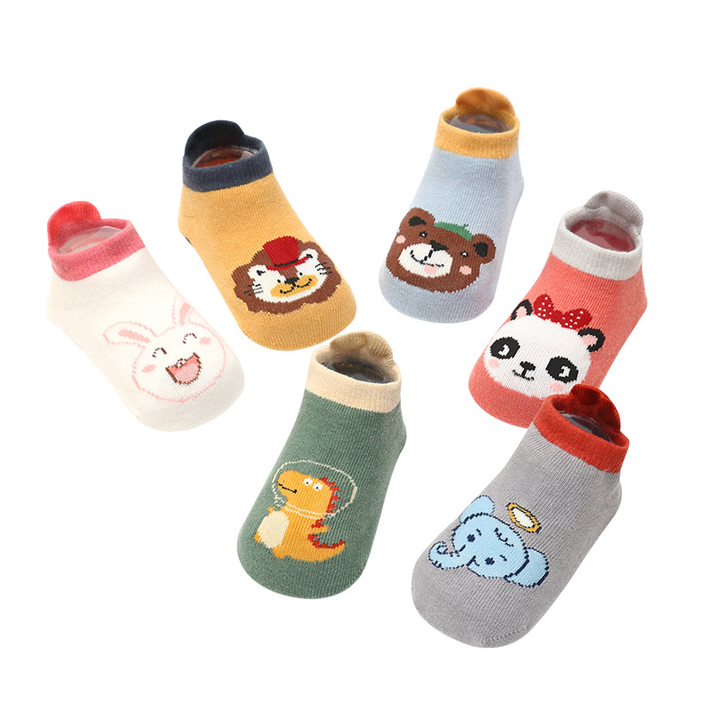 23 Non-Slip Three-Dimensional Cartoon Low-top Boat Socks Infants and Toddlers Trampoline Socks Small Tail Spot Glue Floor Socks