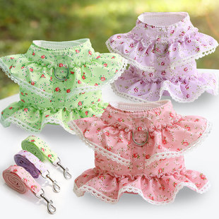 Dog Cat Pet Clothes Chest Strap Traction Rope Lace Teddy Bear Spring Summer Autumn Dog Walking Rope Supplies