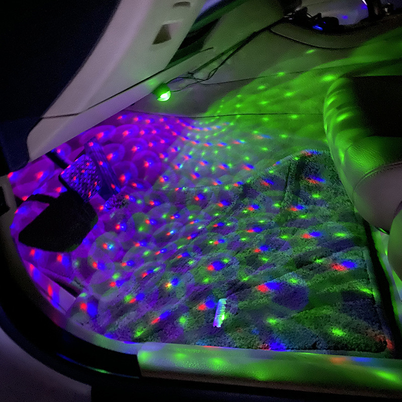 New car one drag four full ground star car LED atmosphere light colorful magic ball light voice control flash decoration car
