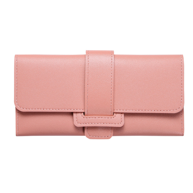 Women's Wallet Women's Long Three-fold Flip Cover Korean Style Fresh Style Student's Change Holder Multi-function Buckle Wallet for Foreign Trade