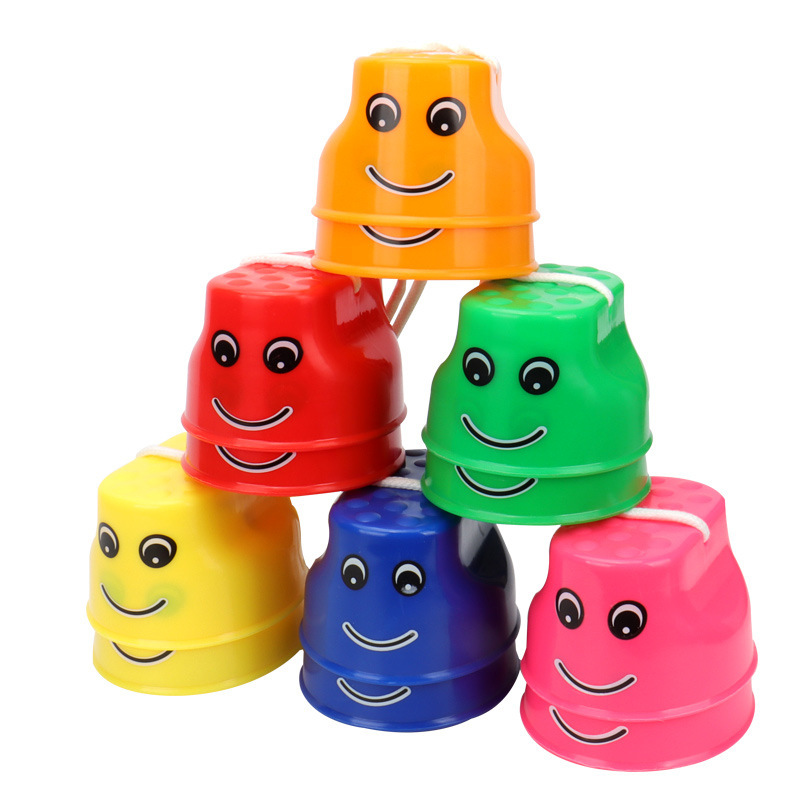 Children's Stilts Kindergarten Sympathetic Balance Exercise Equipment Stilts Smiling Face Thickened Stilts Plastic Stilts