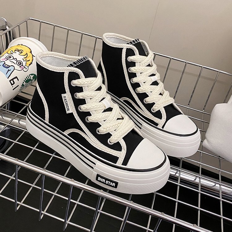 2022 spring, summer, autumn and winter foreign trade new women's shoes women's board shoes student shoes canvas shoes middle round head lace
