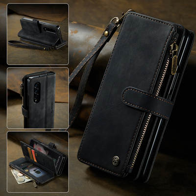 Foldable for Samsung Galaxy Z Fold 6/5 Mobile Phone Leather Case Fold3/4 5G Flip Case W24