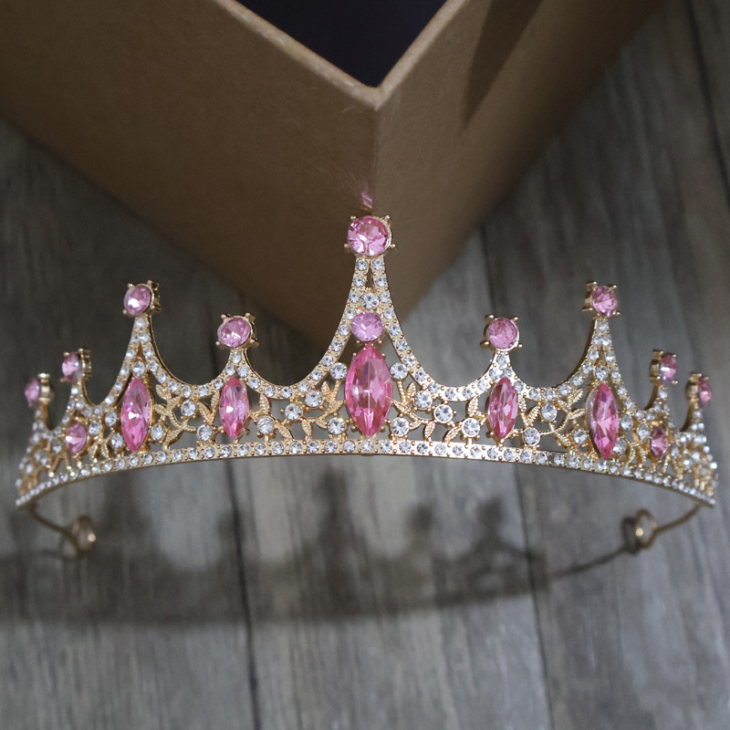 European and American Cross-border Bride Crown Headwear Hair Accessories Rhinestone Fashion Queen Wedding Accessories Princess Ball Crown Hair Band