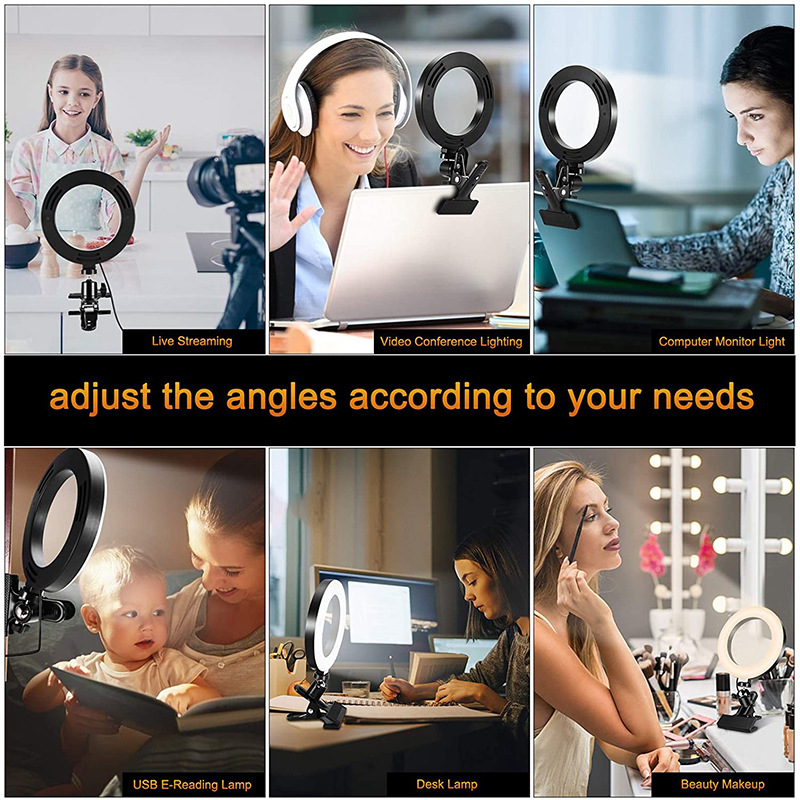 6.3 inch fill light desktop clip live light video conference beauty desk lamp Amazon for LED ring light