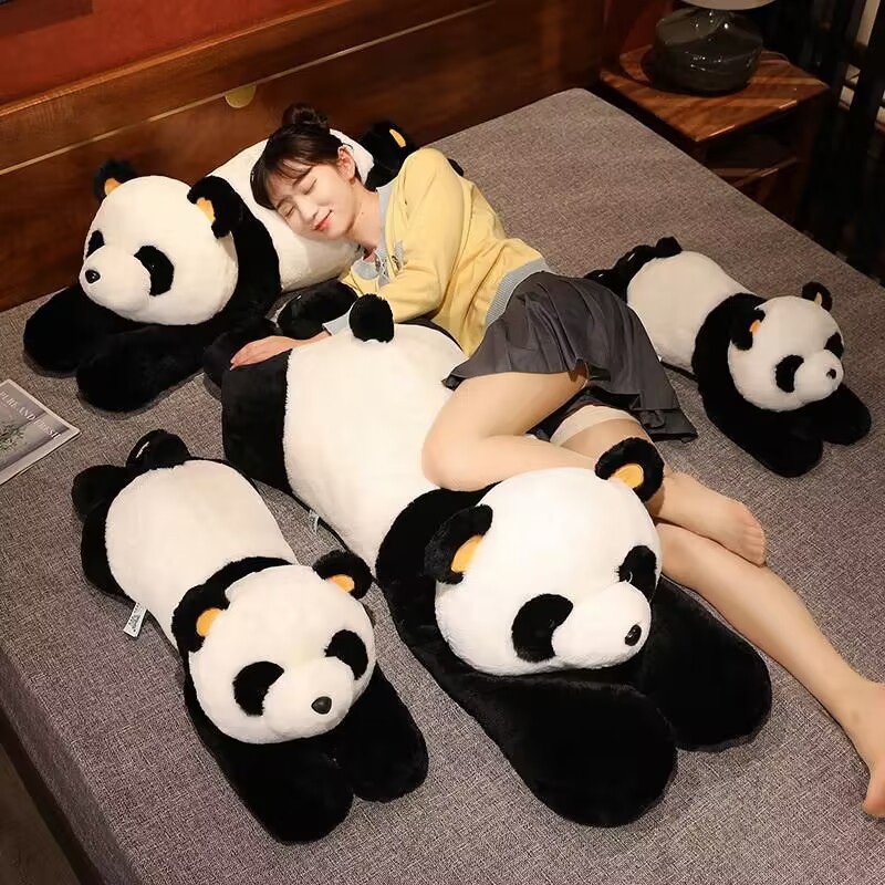 Girls sleep on pillows, giant panda dolls, hugging legs, dolls, cute soft hugging bear plush toys