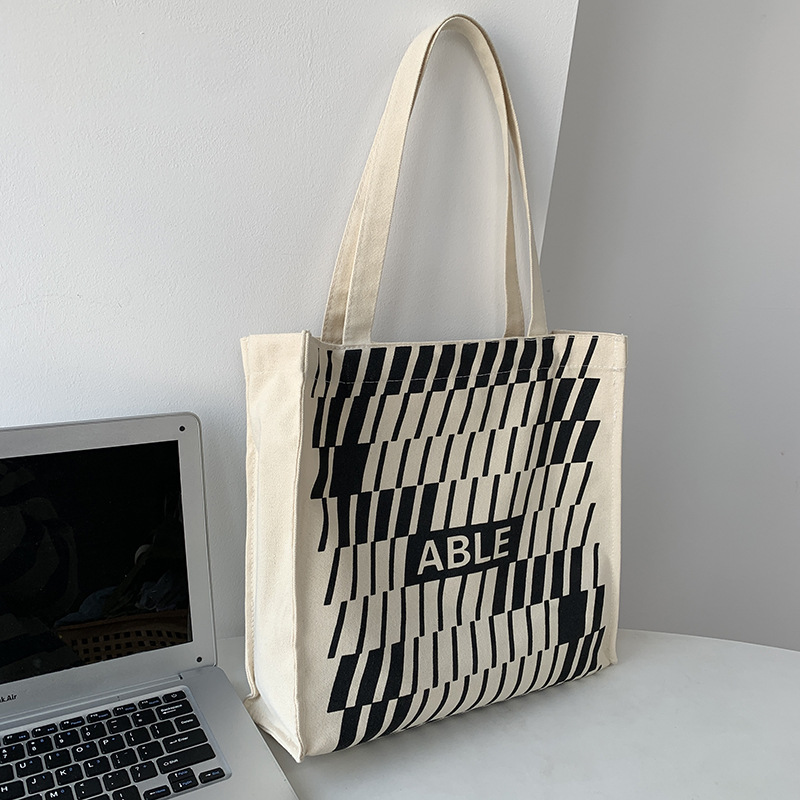Large Capacity Canvas Bag ins Harajuku Bag with Zipper Shoulder Bag Female Student Mori Japanese Style Wholesale Factory