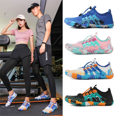 New Men's and Women's Indoor Fitness Shoes Quick-drying Breathable Treadmill Shoes Shock Absorption Quiet Squat Hard Pull Shoes Weightlifting Shoes and Socks