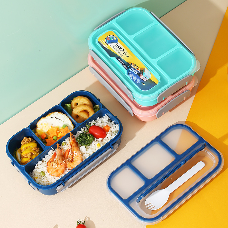 Amazon four-compartment plastic lunch box student office worker lunch box cross-border microwave lunch box bentobox