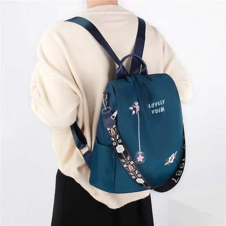 Cross-border Korean-style Oxford Anti-theft Backpack Men's and Women's Fashionable Simple Large Capacity Lightweight Embroidered Travel Bag