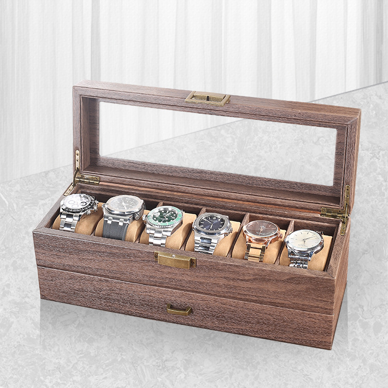 Watch Box Jewelry Carbon Fiber PU Double Layer 6 Table Storage Box Cufflink Box Multi-Purpose Storage Box Watch Storage Box
