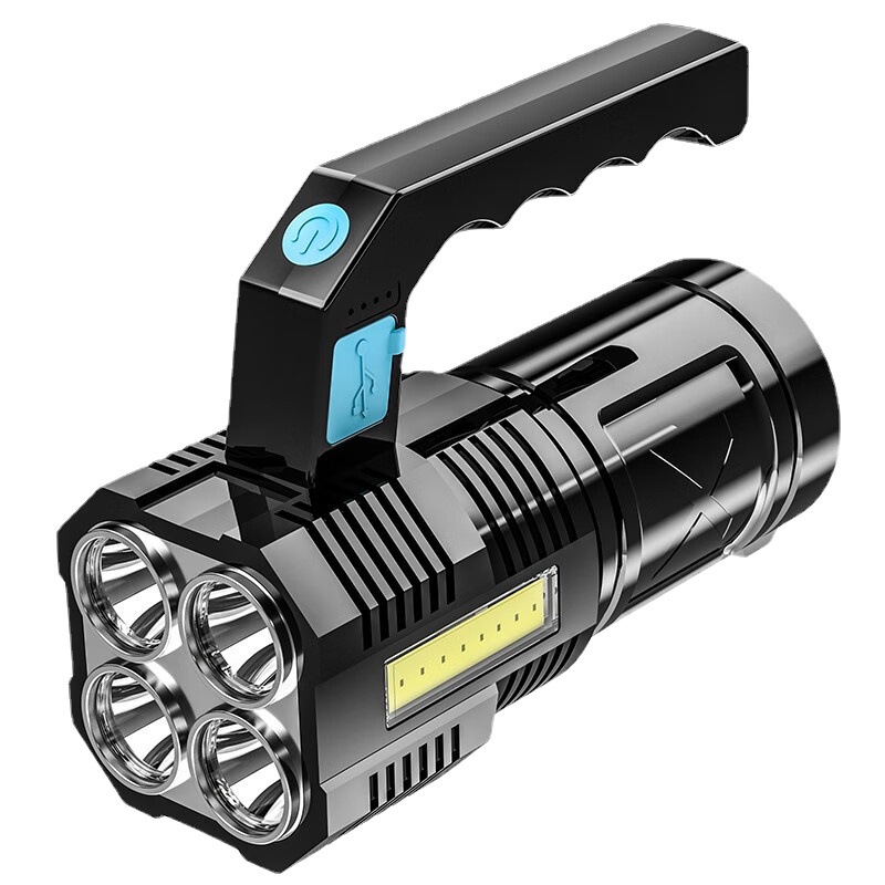 Quad-core explosive bright flashlight rechargeable super bright long-range household outdoor LED Searchlight emergency lighting