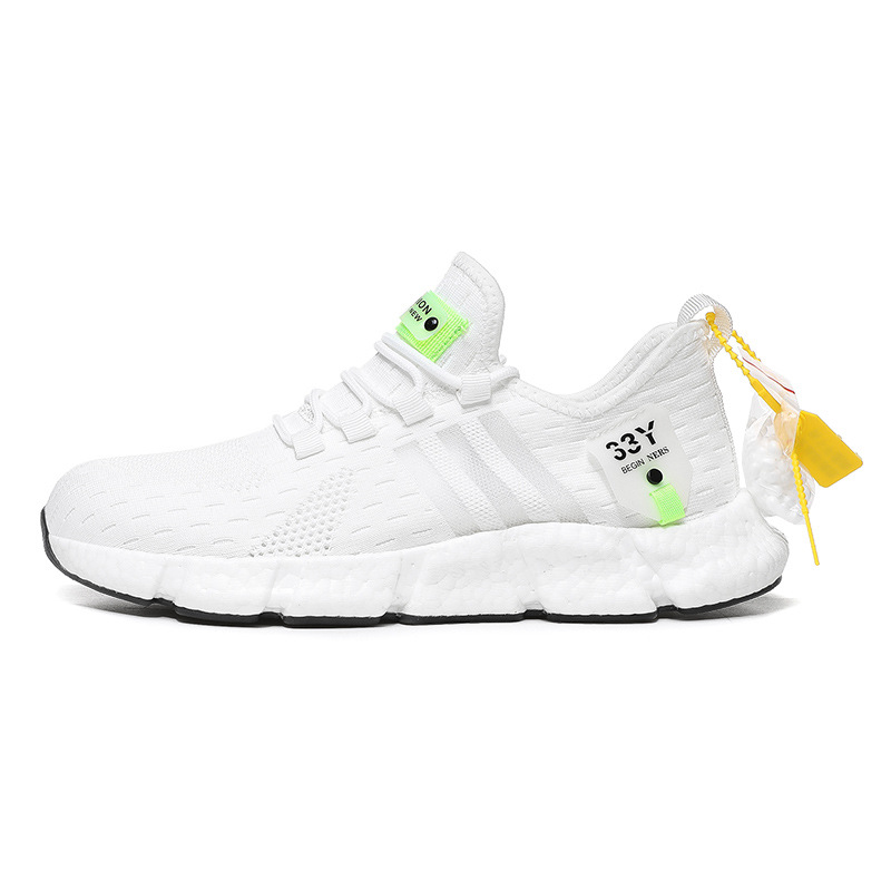 Shoes men's foreign trade plus size running shoes trendy men's shoes flying woven breathable mesh casual shoes couple popcorn sneaker